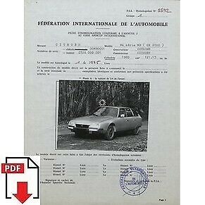 1975 Citroen CX 2000 (MA série MB) FIA homologation form PDF download